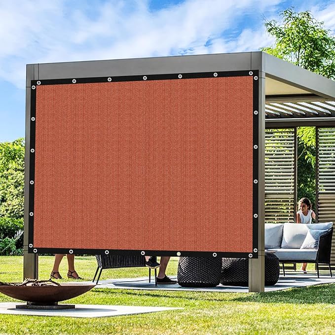Artpuch 90% Sun Shade Cloth, 5 x 11 FT Pergola Shade Cover Canopy with Grommets, Sun Screen Fabric Tarp for Patio, Outdoor, Garden, Backyard, Rust Red