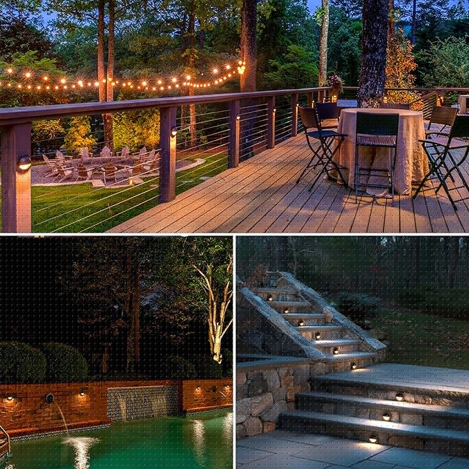 SUNVIE 5W LED Low Voltage Deck Lights, 12-24V Step Lights Outdoor with Fastlock2 Wire Connectors, Low Voltage Landscape Lighting 3000K Warm White Deck Stair Light Waterproof for Fence Post, 6 Pack