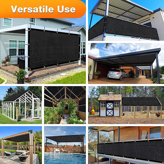 Artpuch Outdoor Pergola Shade Cover 4x22 FT Sun Shade Cloth with Grommets Black 90% UV Protection Canopy Patio Privacy Screen (Customized Available)