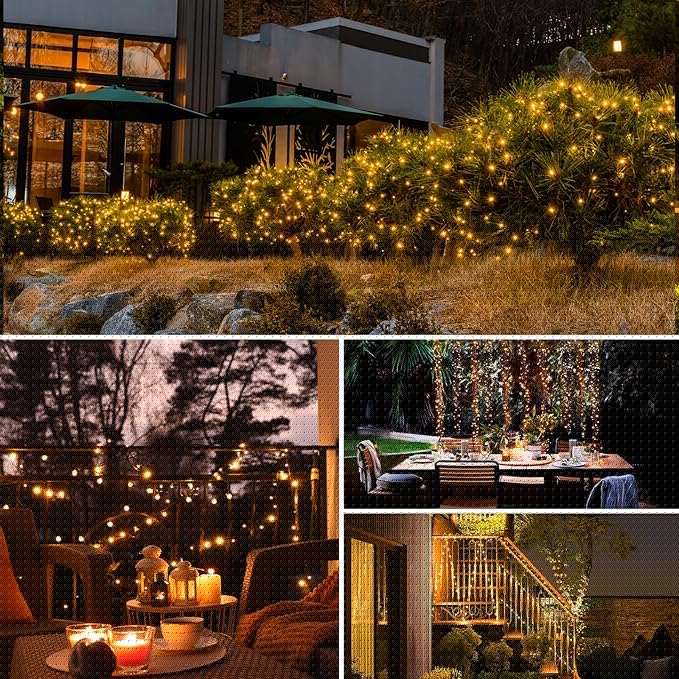btfarm Solar String Lights for Outside - 80LED 33FT Solar Fairy Lights Outdoor Waterproof 8 Modes, Copper Wire Solar Powered Twinkle Lights for Tree Garden Christmas Wedding Party Decor, Warm White