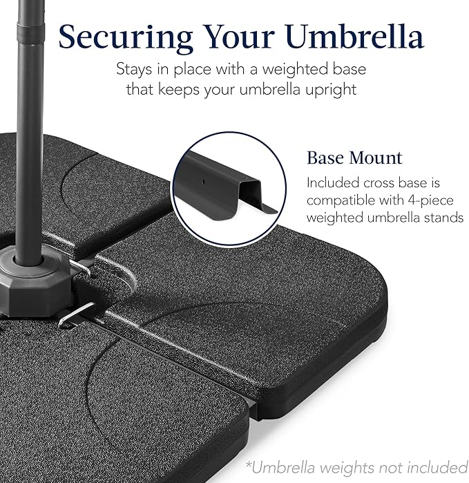 Best Choice Products 10ft Solar LED Offset Cantilever Hanging Market Patio Umbrella, Smooth 360° Rotation, 8 Sturdy Ribs, Easy Adjustment - Navy Blue