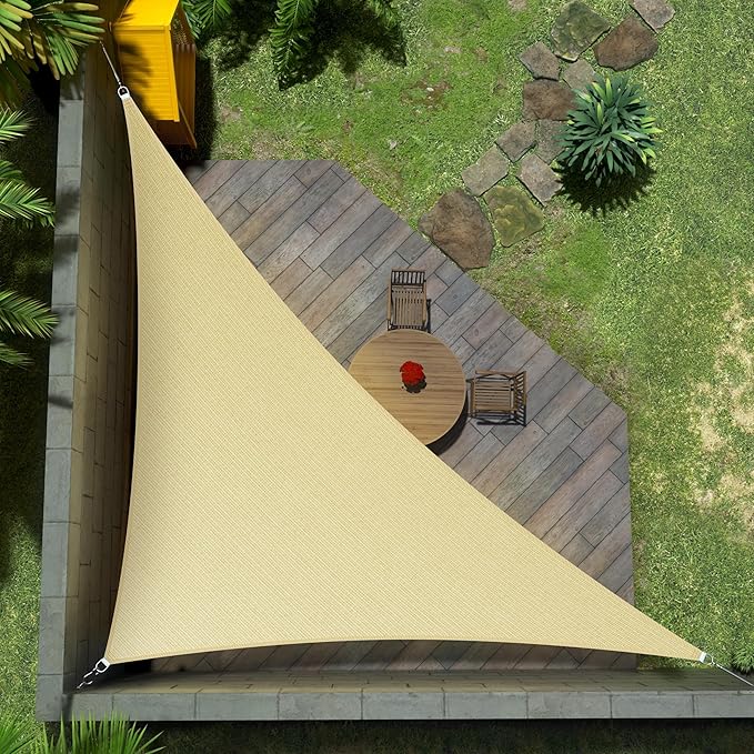 Amgo Custom Size 24' x 24' x 33.9' Beige Right Triangle Sun Shade Sail Order to Make Canopy Awning UPF50+ AGSLT, 95% UV Blockage, Water & Air Permeable, 200GSM Commercial Standard (We Customize)