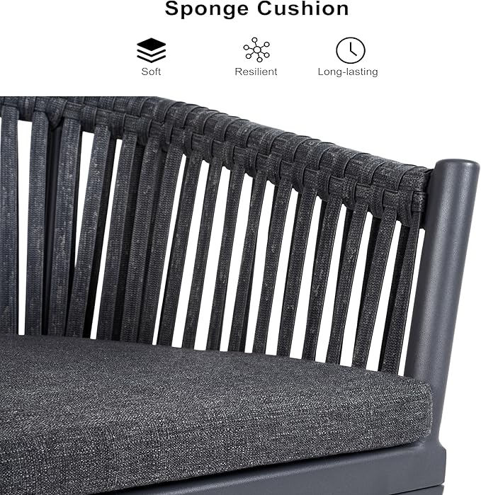 PURPLE LEAF 9 Pieces Outdoor Dining Set with Patio Aluminium Dining Table and Wicker Rattan Chairs Modern Furniture Cushions Sets for Backyard Indoor Decor Kitchen Grey