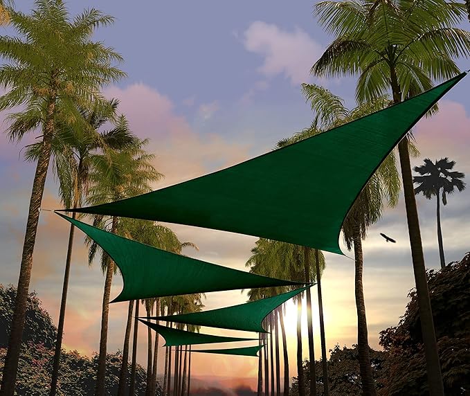 Amgo Custom Size 15' x 15' x 15' Green Triangle Sun Shade Sail Order to Make Canopy Awning UPF50+ AGSLT, 95% UV Blockage, Water & Air Permeable, 200GSM Commercial Standard (We Customize)
