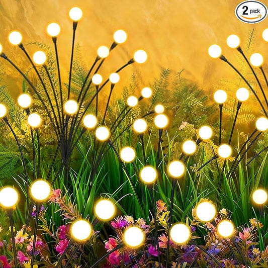 Solar Lights Outdoor-2Pack 16LEDs Solar Garden Firefly Lights Outside,Solar Powered Light Outdoor and Garden Decorative IP65 Waterproof,Yard Patio Pathway Decor,Gardening Gifts for Women,Warm White