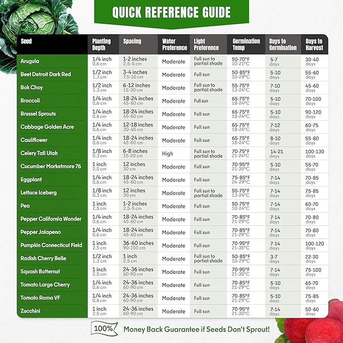 Vegetable Seeds Variety Pack – Tomato, Cucumber, Zucchini, Lettuce, Broccoli & Cabbage – 20 Varieties, 3900+ Non-GMO Heirloom Seeds, Indoor & Outdoor Garden