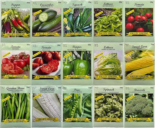 15 Pack Vegetable Garden Seeds - Deluxe Heirloom Variety Pack, Non-GMO, Perfect for Home Gardening and Planting