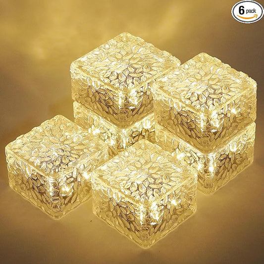 Solar Brick Lights-Outdoor Solar Lights for Yard-Solar Brick Landscape Path Light 6 Pack LED Light Brick Garden Decor for Pathway Patio Walkway Backyard Decoration