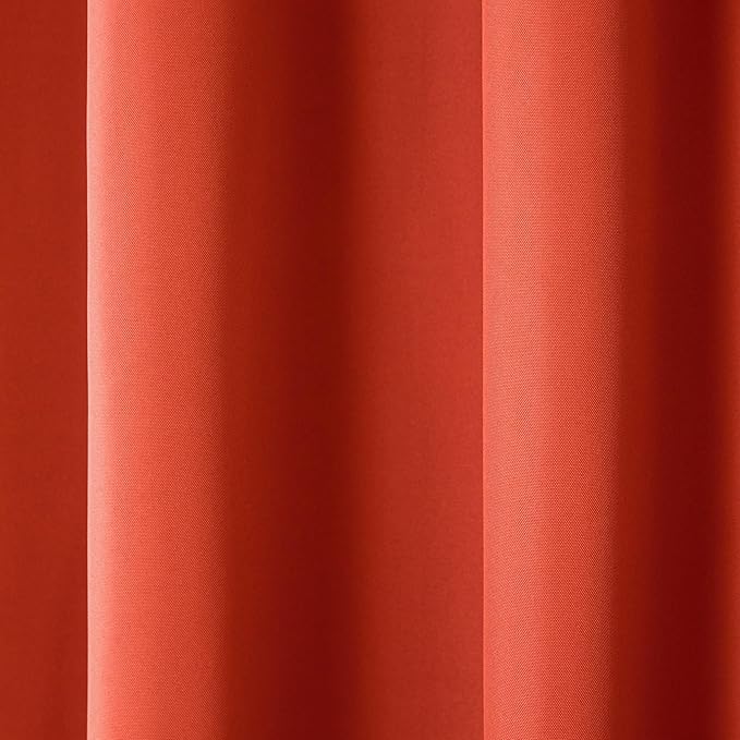 TOWN & COUNTRY BASICS Cabana Solid Heavyweight Indoor Outdoor Curtains, Light Filtering Opacity with Grommet Top, Water Repellent, 2-Pack Set, 54"x96", Mecca Orange