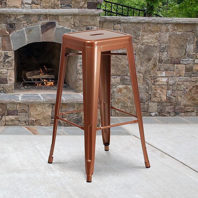 Flash Furniture Commercial Grade 30" High Backless Copper Indoor-Outdoor Barstool