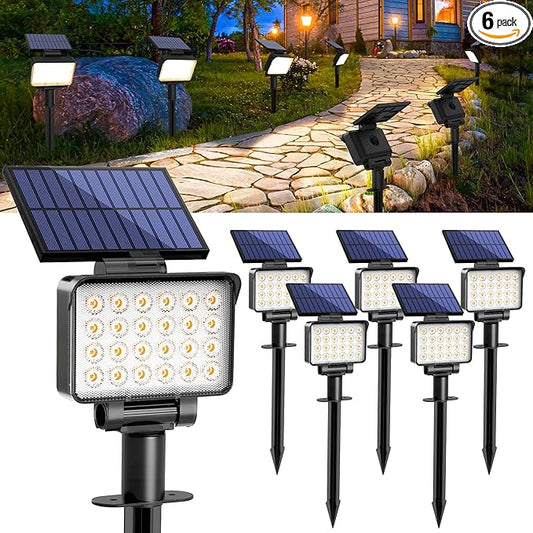 Solar Spot Lights Outdoor Waterproof for Flag, Tree, House, Garden, Yard, Landscape Spotlights for Accent Uplighting Halloween Christmas Decorations-6 Pack