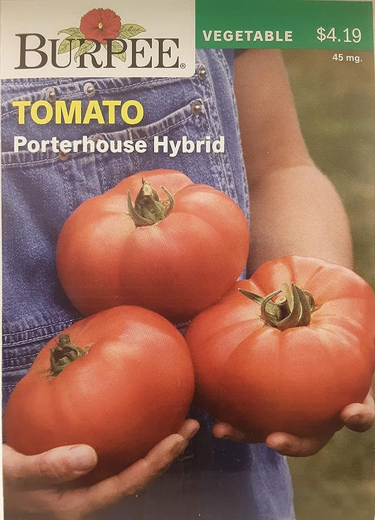 Burpee 'Porterhouse' Hybrid, Large Red Beefsteak Slicing 2-4lbs Tomato, 40 Non-GMO Seeds