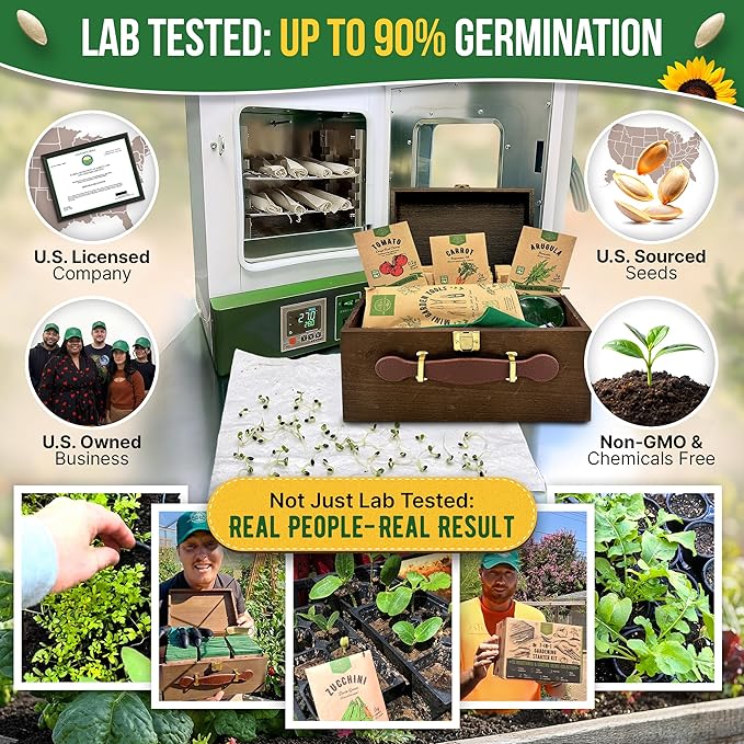 75 Vegetable & Greens Seeds Variety Pack, Garden Seed Starter Kit - Over 44,700 Non-GMO Heirloom Seeds for Planting Vegetables and Greens, Seed Box with Gardening Supplies, Gardening Gifts