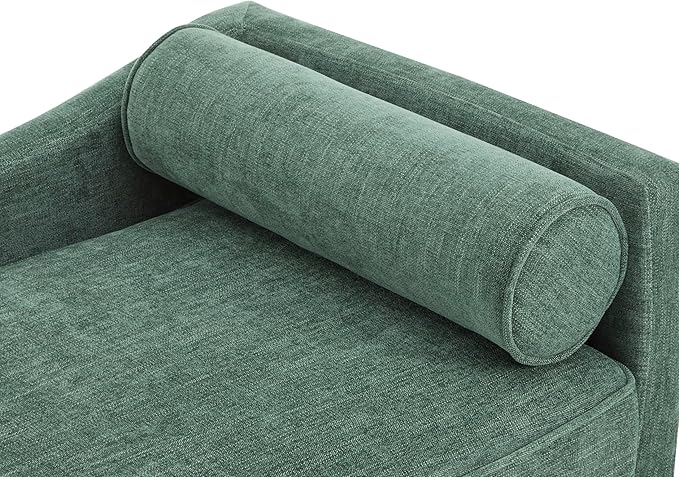 Christopher Knight Home Cagle Upholstered Loveseat Sofa with Splayed Legs, Birch Wood Frame Lounge Chair, Living Room Chaise Lounge Chair Indoor, Soft Lounge Sofa with Rolled Accent Pillow, Green