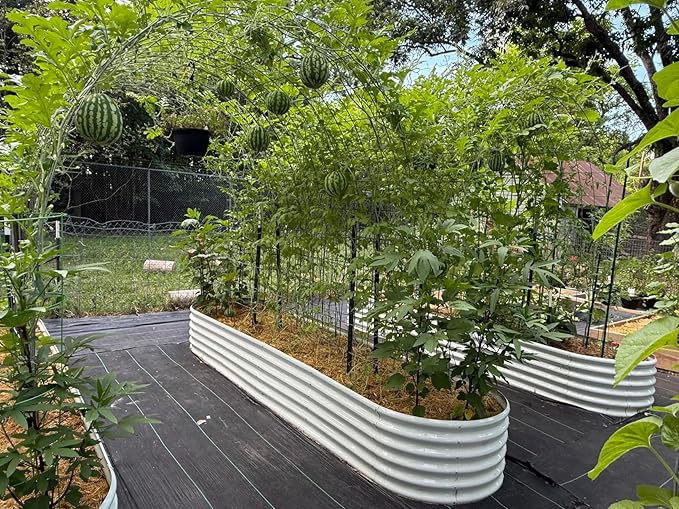A ANLEOLIFE 14-Pack Deep Root Galvanized Raised Garden Beds Outdoor for Planting Vegetables Flowers Herb, Antique White