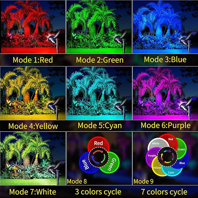 ROSHWEY Solar Outdoor Lights Waterproof, 9 Lighting Modes Halloween Christmas Solar Garden Light Colored Landscape Spotlights Spot Lights Outdoor Lighting for Backyard House Yard Pool Patio- 4 Pack