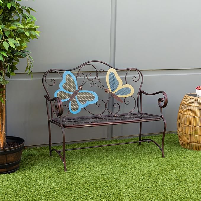 Alpine Corporation 45" x 23" Outdoor 2-Person Butterfly Garden Bench