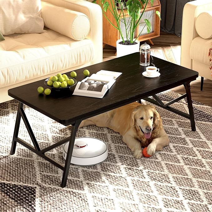 Folding Coffee Table, No Assembly Low Coffee Table, Floor Table Desk for Sitting on The Floor, Portable Floor Table for Living Room, Home, Caravan and use, 31.5L‘ x 15.8W’ x 15.8H’