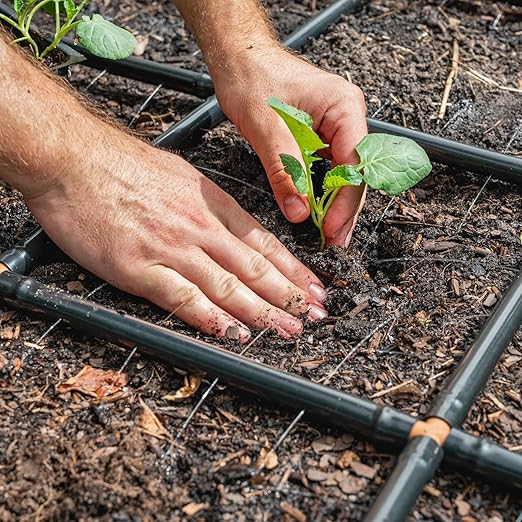 Garden Grid Watering System | Square Foot Gardening Grid & Irrigation in One | Pre-Assembled Watering Grid and Square Foot Garden Style Planting Template | USA-Made Quality | Size: 4x6 – Dims: 44"x66"