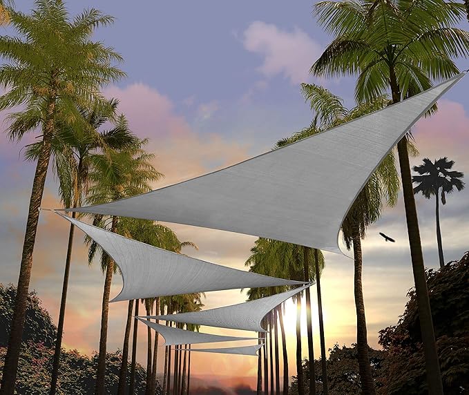 Amgo Custom Size 8' x 8' x 8' Gray Triangle Sun Shade Sail UPF50+ AGTAPRT12, Order to Make Canopy Awning, 95% UV Blockage, Water & Air Permeable, Commercial Standard (We Customize)