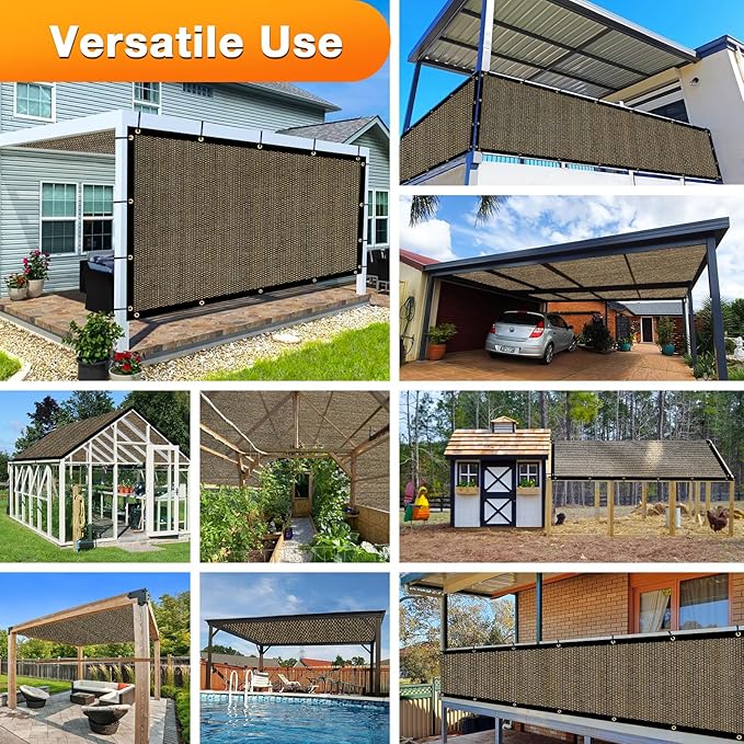 Artpuch Outdoor Pergola Shade Cover 7x20 FT Sun Shade Cloth with Grommets Mocha 90% UV Protection Canopy Patio Privacy Screen (Customized Available)