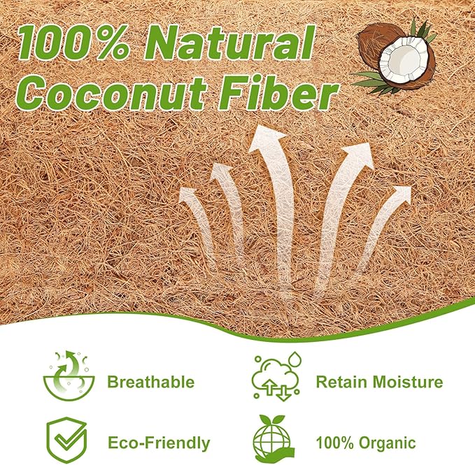 Remiawy Coco Liner Roll, 16 x 120 Inch Coconut Fiber Liners for Planters, Natural Coco Coir Mats Sheet for Flower Basket, Garden Decoration, Reptile Carpet, Animal Pet Pad, Window Box, DIY Moss Pole