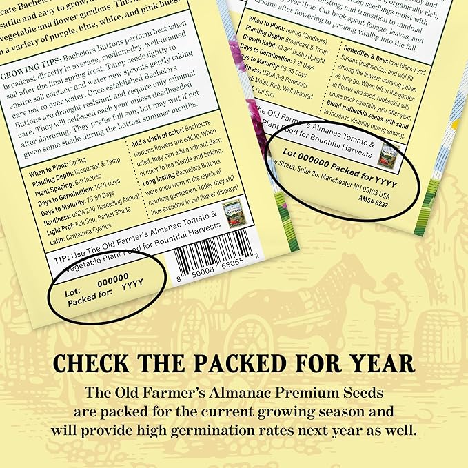 The Old Farmer's Almanac Petite Mixture Marigold Seeds - Premium Non-GMO, Open Pollinated, USA Origin - Approx 200 Flower Seeds