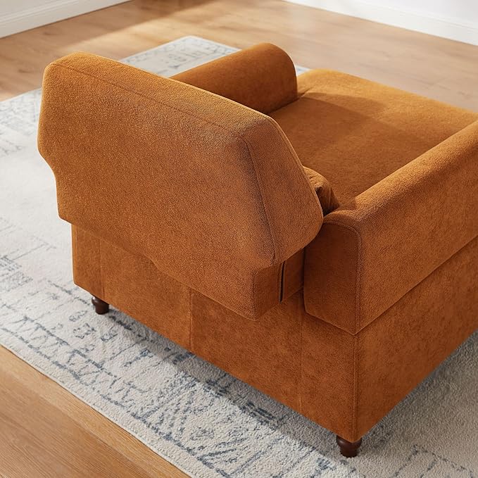 Chaise Lounge Chair Indoor with Adjustable Backrest, Upholstered Mid-Century Reading Chair, Oversized Accent Armchair for Living Room & Bedroom, Comfy Single Sofa Chair, Modern Living Room Chair