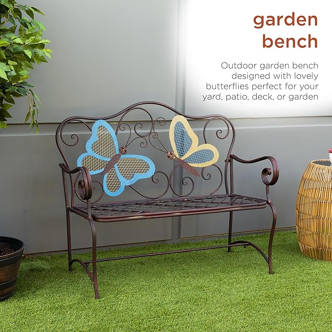Alpine Corporation 45" x 23" Outdoor 2-Person Butterfly Garden Bench