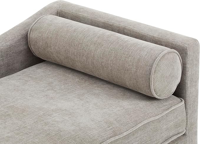 Christopher Knight Home Cagle Upholstered Loveseat Sofa with Splayed Legs, Birch Wood Frame Lounge Chair, Living Room Chaise Lounge Chair Indoor, Soft Lounge Sofa with Rolled Accent Pillow, Khaki