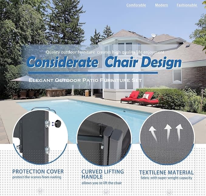 Vongrasig 4 Pieces Patio Furniture Set, Outdoor Patio Conversation Sets, Small Porch Balcony Furniture on Clearance, 4 Piece Patio Set for Deck, Garden, Backyard (Grey)