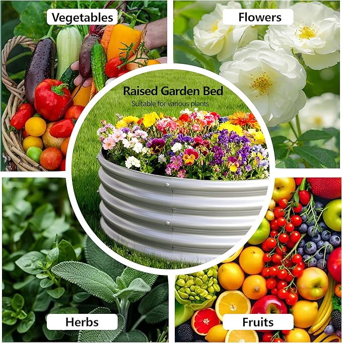 2PCS 12x2x1FT Galvanized Raised Garden Bed Kit,Vegetable Boxes-Oval Metal Flower Box,Large Planter Raised Beds Outdoor Garden for Planting,Fruit,Herb-Silver