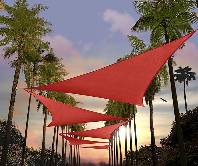 Amgo Custom Size 8' x 8' x 8' Red Triangle Sun Shade Sail UPF50+ AGTAPRT12, Order to Make Canopy Awning, 95% UV Blockage, Water & Air Permeable, Commercial Standard (We Customize)