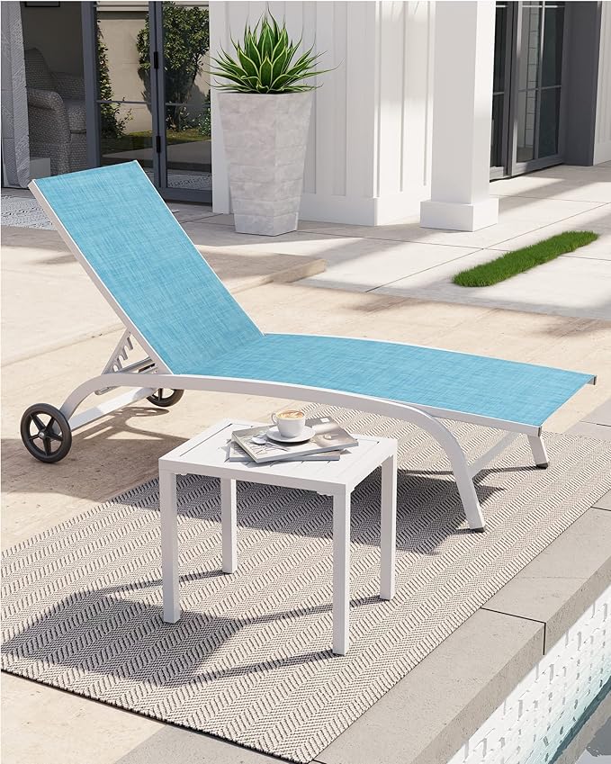Crestlive Products Outdoor Side Table,Aluminum Rectangular Side/End Table, Small Patio Coffee Bistro Table for Outdoor Indoor