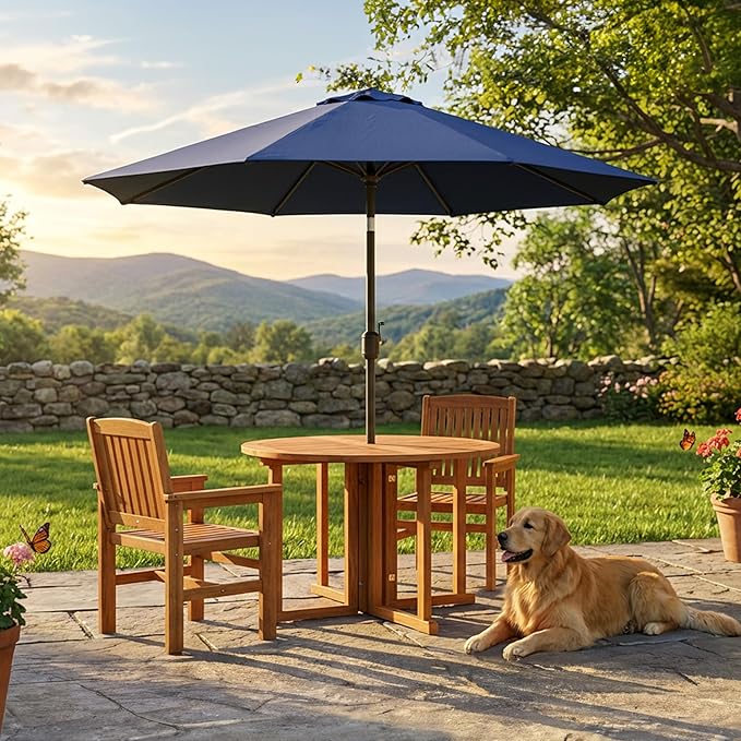 Sunnydaze Malaysian Hardwood Folding Gateleg Patio Dining Table with Teak Oil Finish - 4-Person Space-Saving Round Outdoor Table - 47.25” D x 29" H