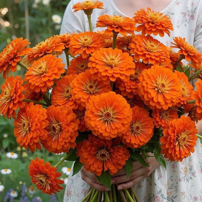 Seed Needs Zinnia Seeds Orange King Variety Fast Blooming | 5,000+ Heirloom & Open Pollinated Seeds | Annual Cut Flowers Large Blooming | Bulk