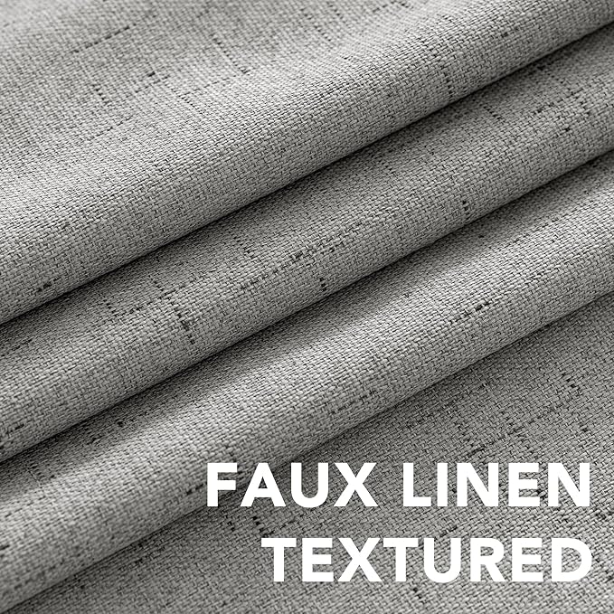 H.VERSAILTEX Primitive Linen Curtains 100% Blackout Curtain Drapes Burlap Curtains with White Thermal Insulated Liner, Grommet Top Drapes Living Room/Bedroom (2 Panels, 42 x 63 Inch, Dove Gray)