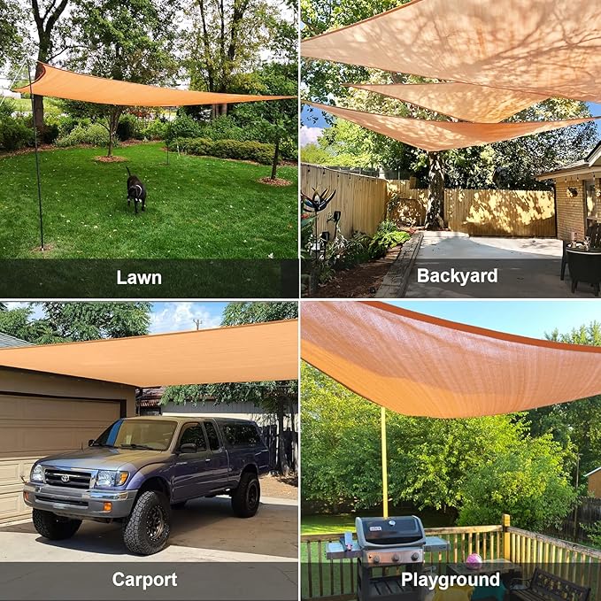 SUNLAX Sun Shade Sail 17' x 24' x 29.4' Peach Fuzz Rectangle Canopy Sail Shade Cover UV Block Permeable Sunshade Outdoor for Patio Backyard Deck Pergola (We Make Custom Size)