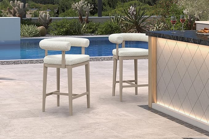 PURPLE LEAF Counter Height Bar Stools Set of 2 Patio Barstools with Back and Armrest