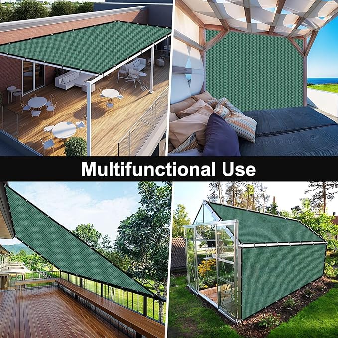 Artpuch 90% Sun Shade Cloth, 12 x 12 FT Pergola Shade Cover Canopy with Grommets, Sun Screen Fabric Tarp for Patio, Outdoor, Garden, Backyard, Green