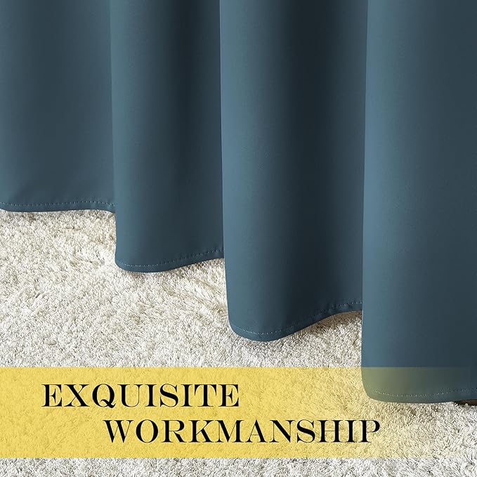 NICETOWN Blackout Sliding Door Curtains 84 Inch Length, Extra Wide Room Divider Grommet Energy Saving Thermal Insulated Curtain for Patio Door Window(W80 x L84, 1 Panel, Smoky Blue)