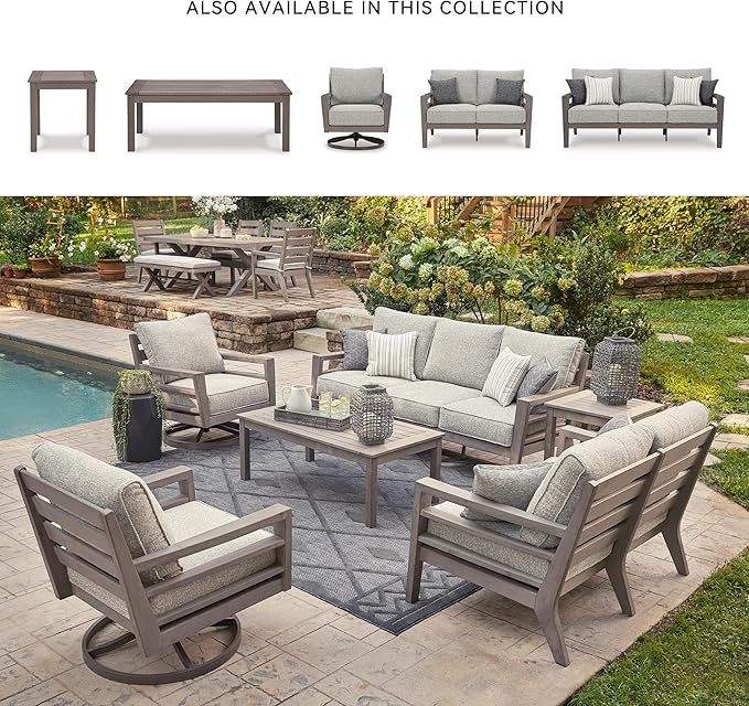 Signature Design by Ashley Hillside Barn Contemporary Weather Resistant Outdoor Coffee Table, Dark Brown