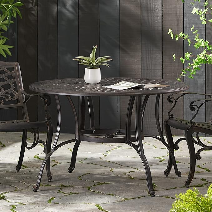 Christopher Knight Home Alfresco Outdoor Cast Aluminum Circular Dining Table, Bronze