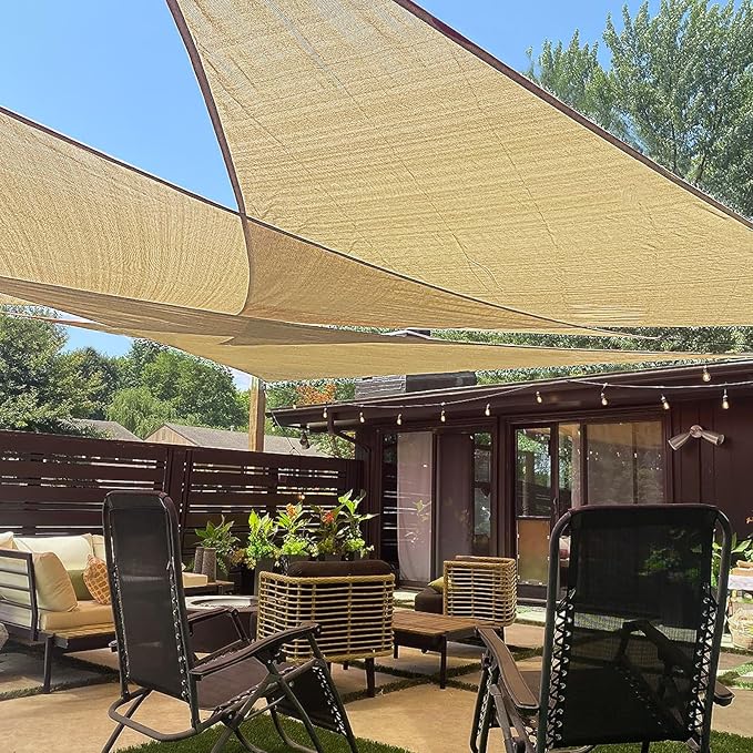 LOVE STORY Custom Size 19'x19'x19' Sand Sun Shade Sail Triangle Sunshade Fabric Awning Canopy for Patio Backyard Carport Pergola (Customized)