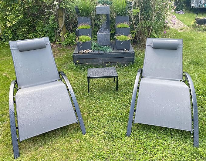 PURPLE LEAF Patio Oversized Chaise Lounge Chair Set with Side Table Pool Adjustable Recliner Chairs for Outside Beach Outdoor Sunbathing Tanning Poolside Loungers