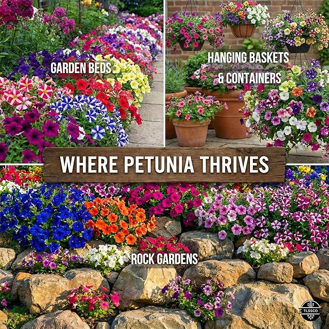 5500+ Petunia Seeds, Pack for 2026 USA Premium Non-GMO Flower Seeds Mixed Rainbow Color, Bonsai, Grandiflora Flowers, Pollinator Garden, Open Pollinated, Indoor and Outdoor