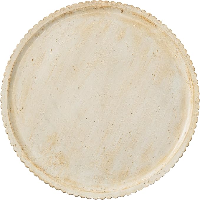 Christopher Knight Home Yunara 17" H Lightweight Concrete End Table with Stunning Fluted Design, Indoor Outdoor Accent Side Table, Travertine Effect Round Coffee Table, No Assembly, Natural