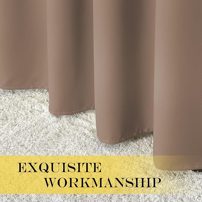 NICETOWN Thermal Blackout Curtain & Drape - Grommet Room Darkening Window Treatment Sound Reducing Light Blocking for Kitchen/Cafe (1 Panel, W66 x L54, Cappuccino)