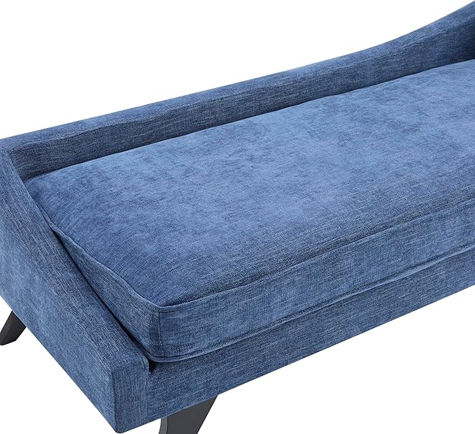 Christopher Knight Home Cagle Upholstered Loveseat Sofa with Splayed Legs, Birch Wood Frame Lounge Chair, Living Room Chaise Lounge Chair Indoor, Soft Lounge Sofa with Rolled Accent Pillow, Navy Blue