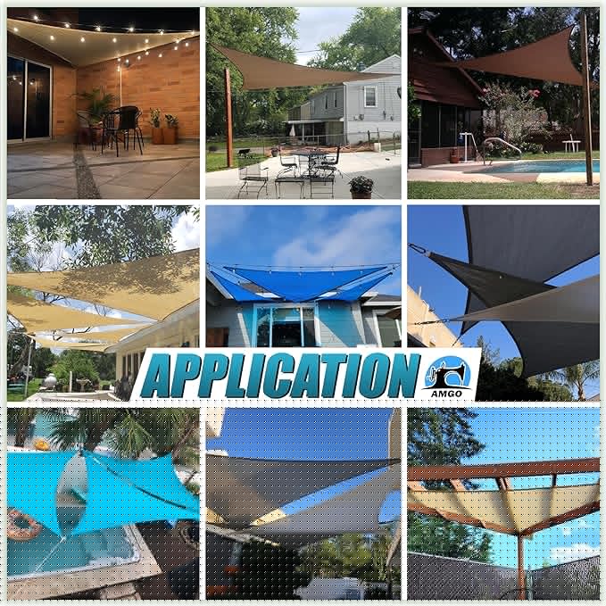Amgo Custom Size 18' x 22' x 28.4' White Right Triangle Sun Shade Sail UPF50+ AGTAPRT12, Order to Make Canopy Awning, 95% UV Blockage, Water & Air Permeable, Commercial Standard (We Customize)